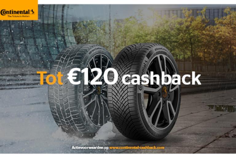 Continental Cashback actie: cashback tot €120 Continental Cashback actie: cashback tot €120